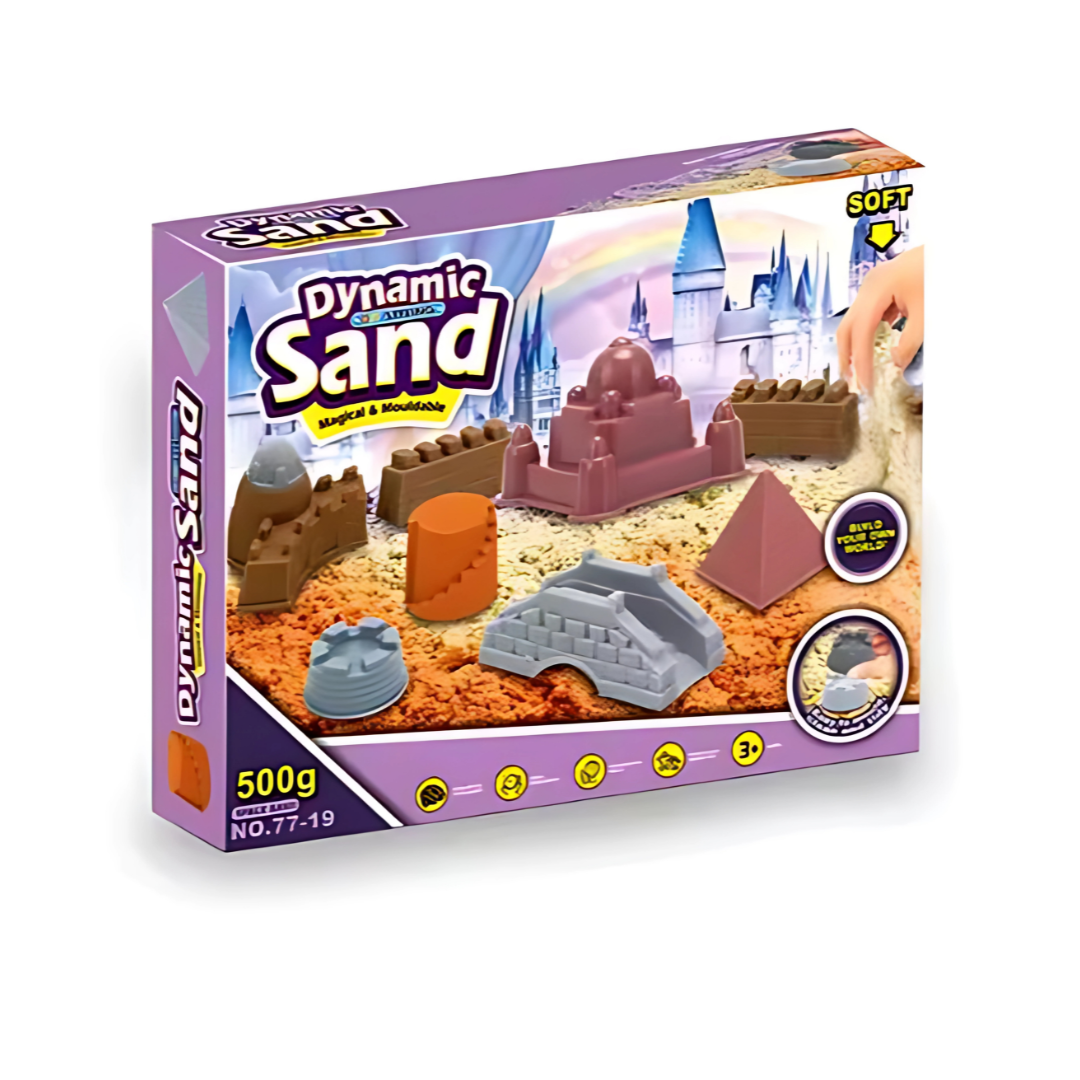 Set de 14 piezas y 500 gramos de arena mágica sensorial azul y rosa