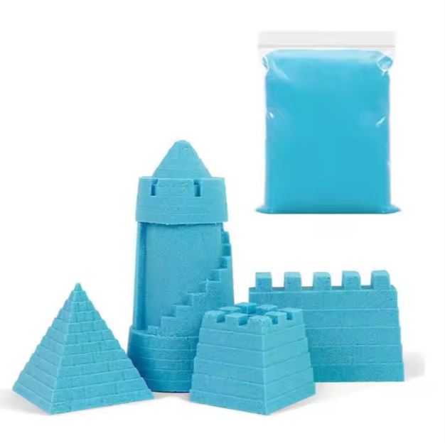 Set de 14 piezas y 500 gramos de arena mágica sensorial azul y rosa
