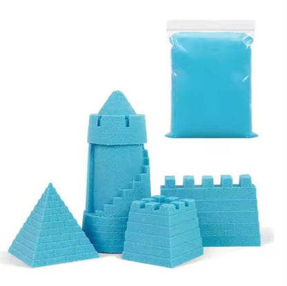 Set de 14 piezas y 500 gramos de arena mágica sensorial azul y rosa